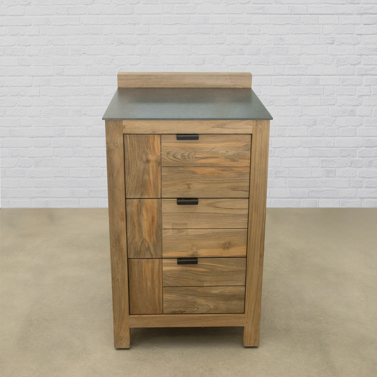 Teak Modular Outdoor Kitchen 3 Drawer Cabinet with Ceramic Top