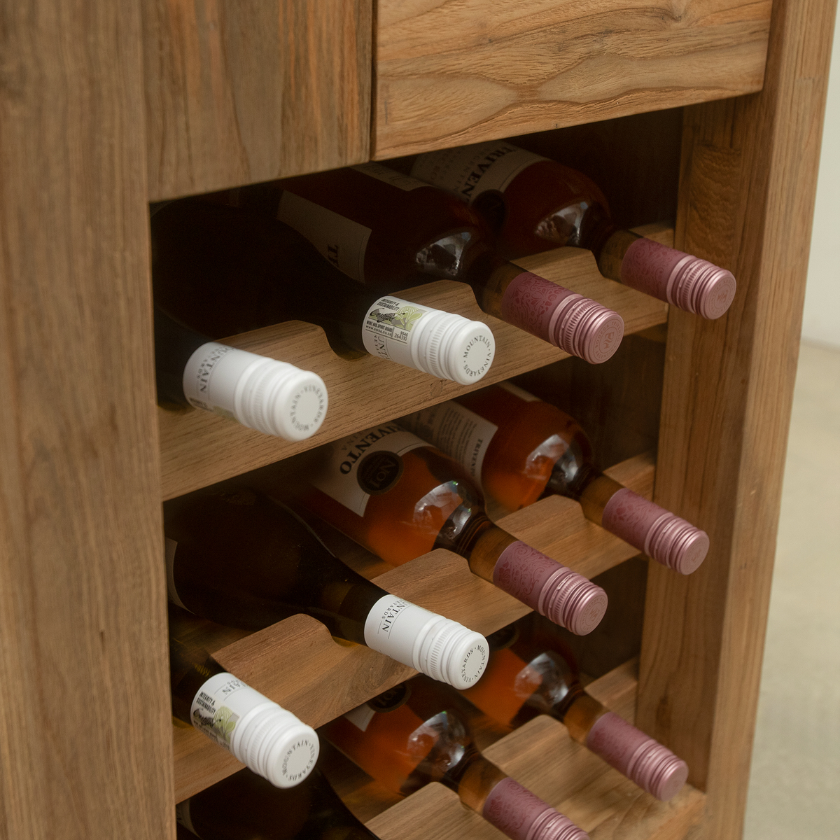 Teak Modular Outdoor Kitchen Wine Cabinet with Ceramic Top