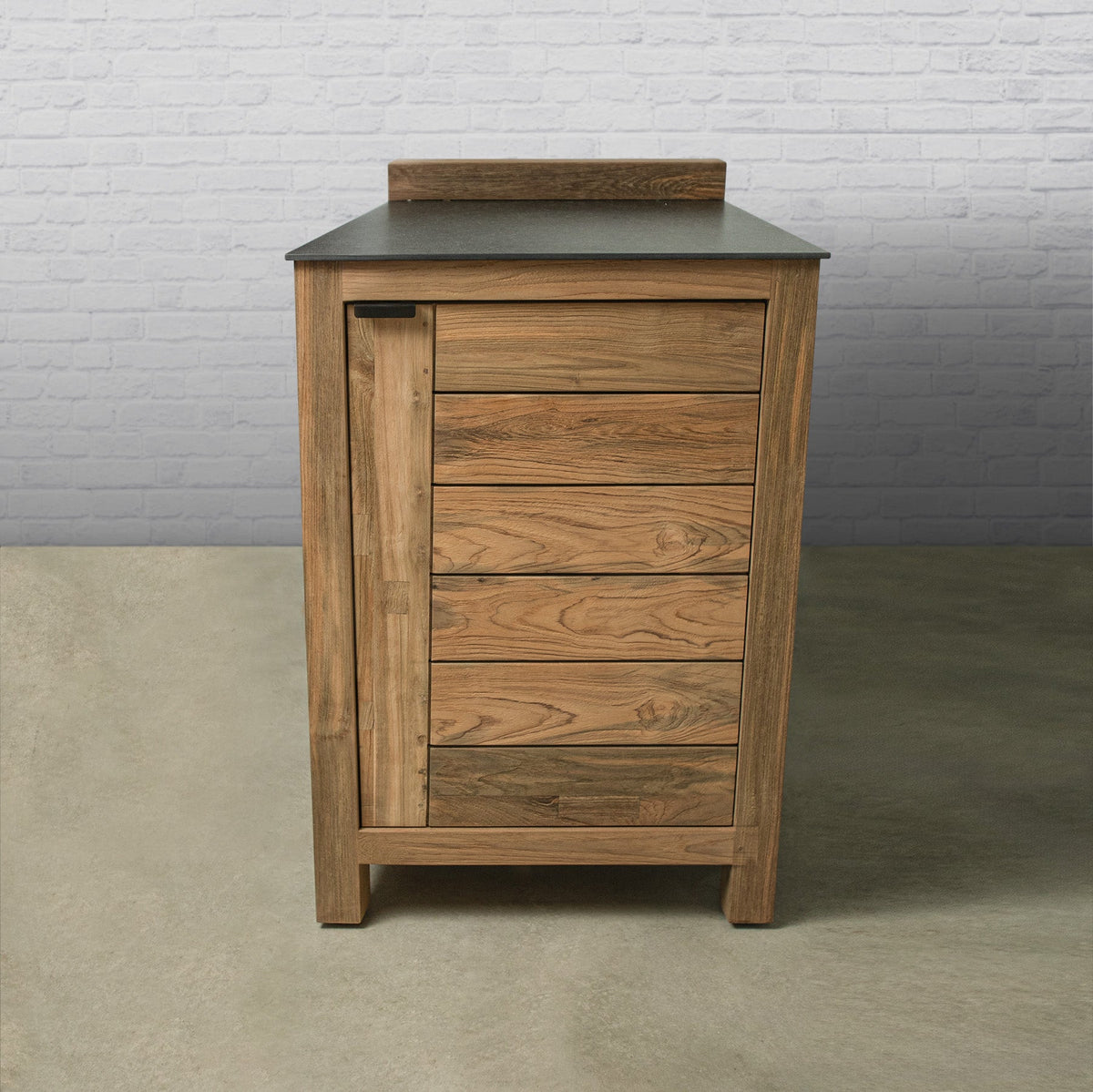 Teak Modular Outdoor Kitchen Single Door Cabinet with Ceramic Top