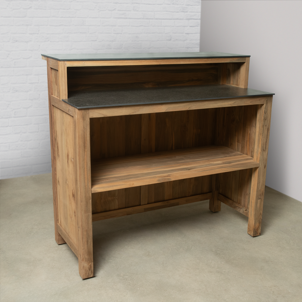 Teak Modular Outdoor Kitchen Coffee Bar with Ceramic Top