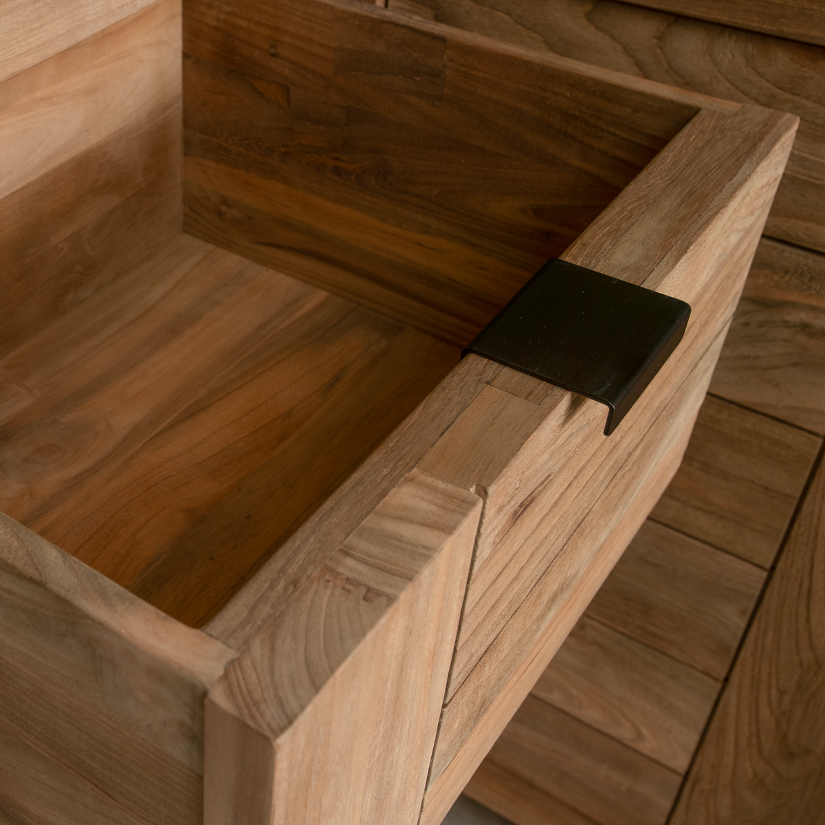 Teak Modular Outdoor Kitchen Corner Cabinet with Ceramic Top