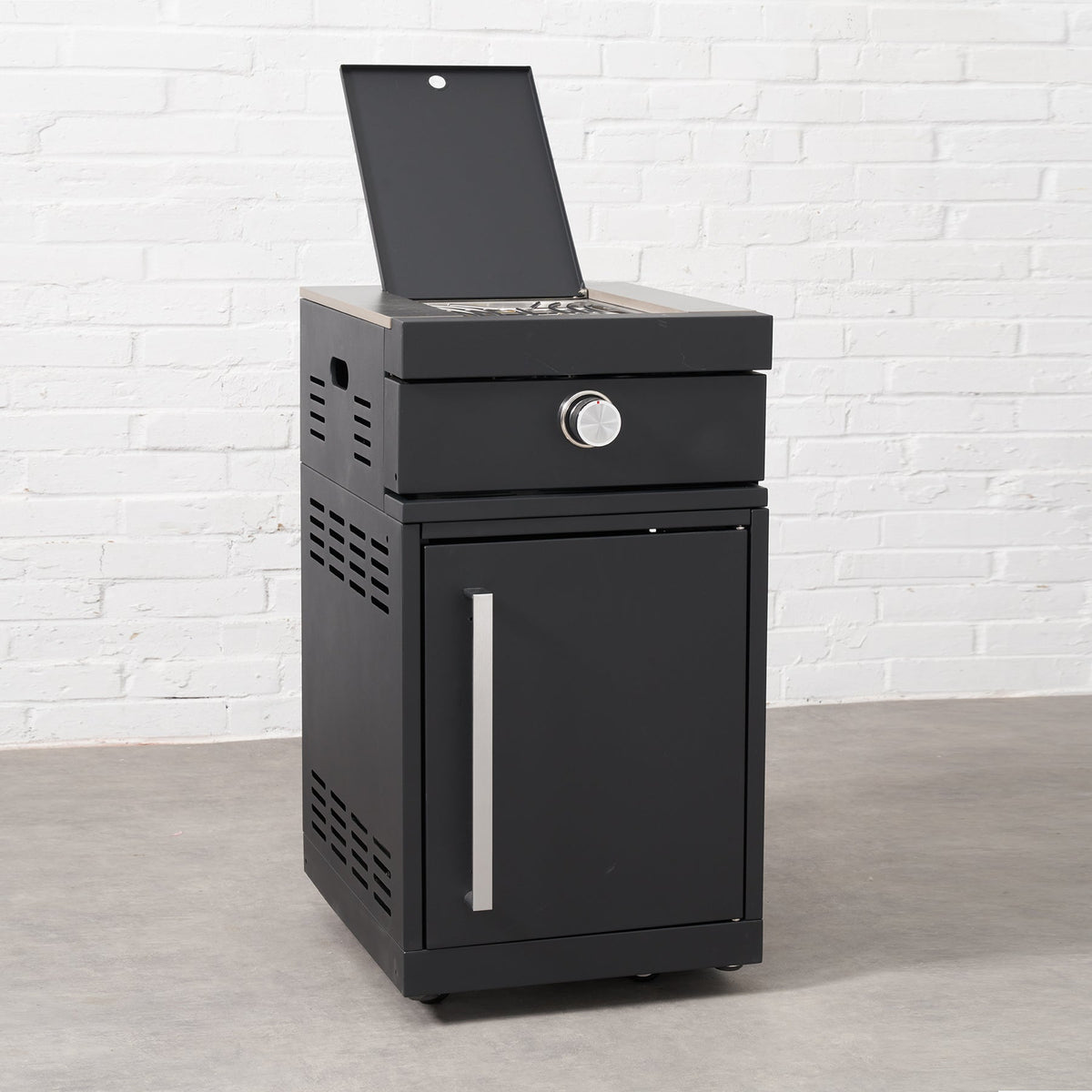 Fusion Outdoor Kitchen Black Side Burner with Sintered Stone Top