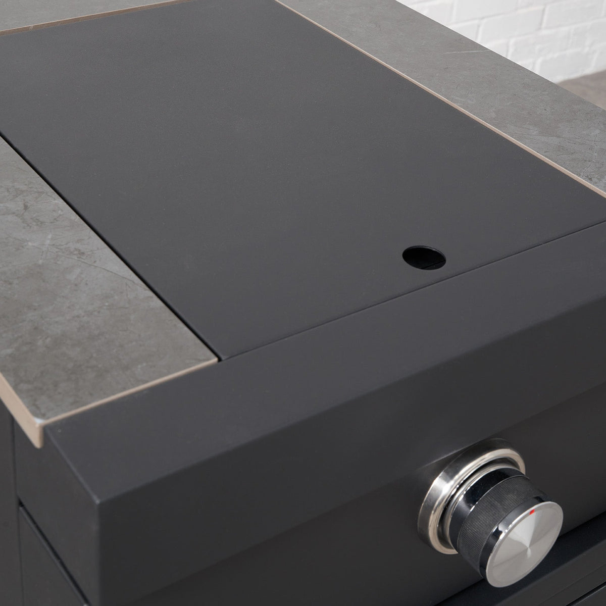 Fusion Outdoor Kitchen Black Side Burner with Sintered Stone Top