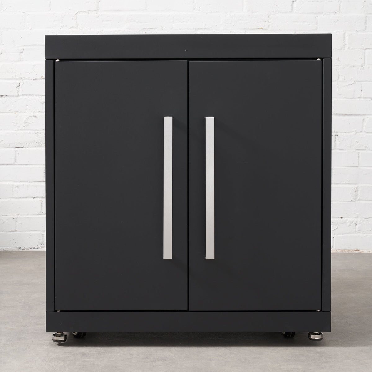 Fusion Outdoor Kitchen Black Double Door Cabinet with Sintered Stone Top