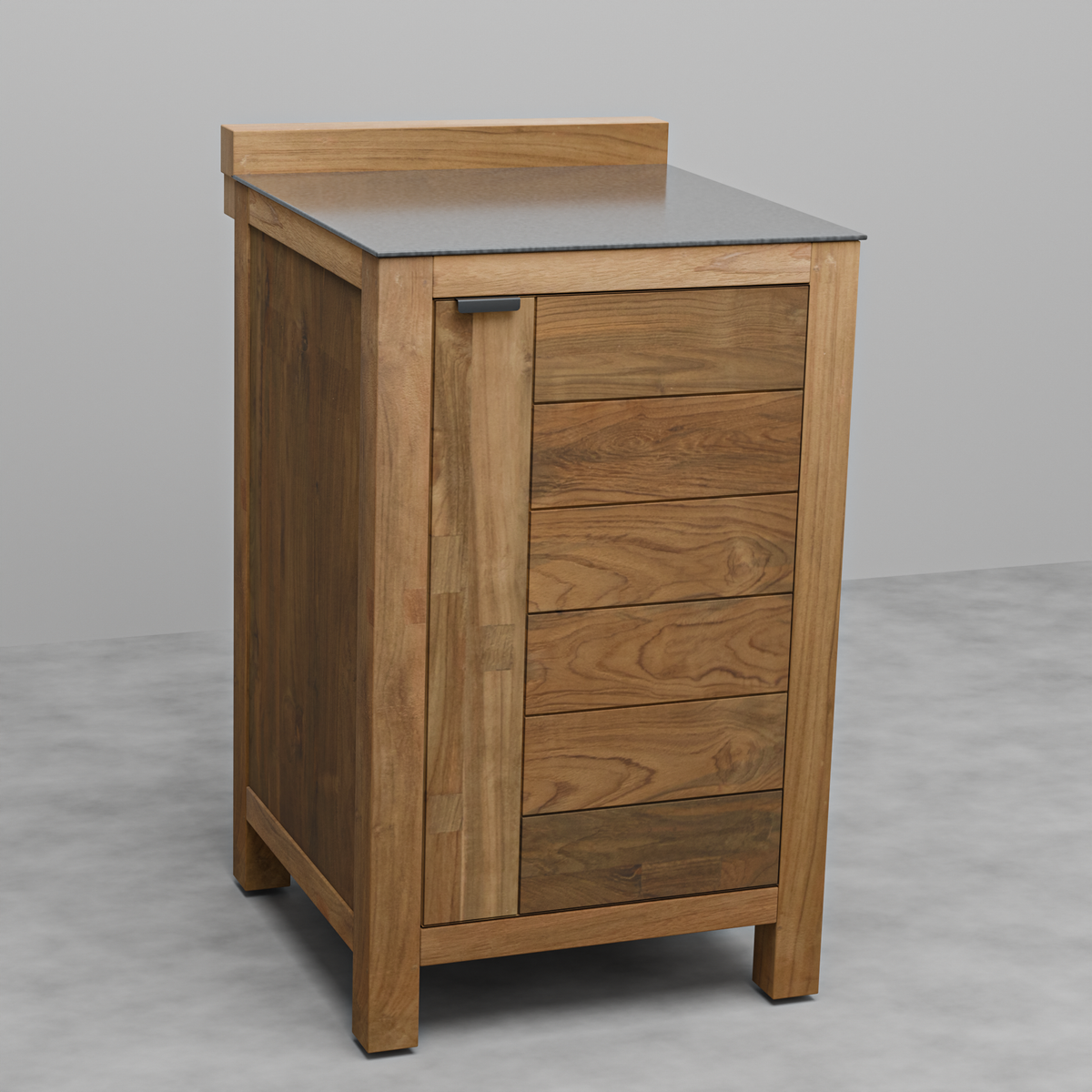 Teak Modular Outdoor Kitchen Single Door Cabinet with Ceramic Top