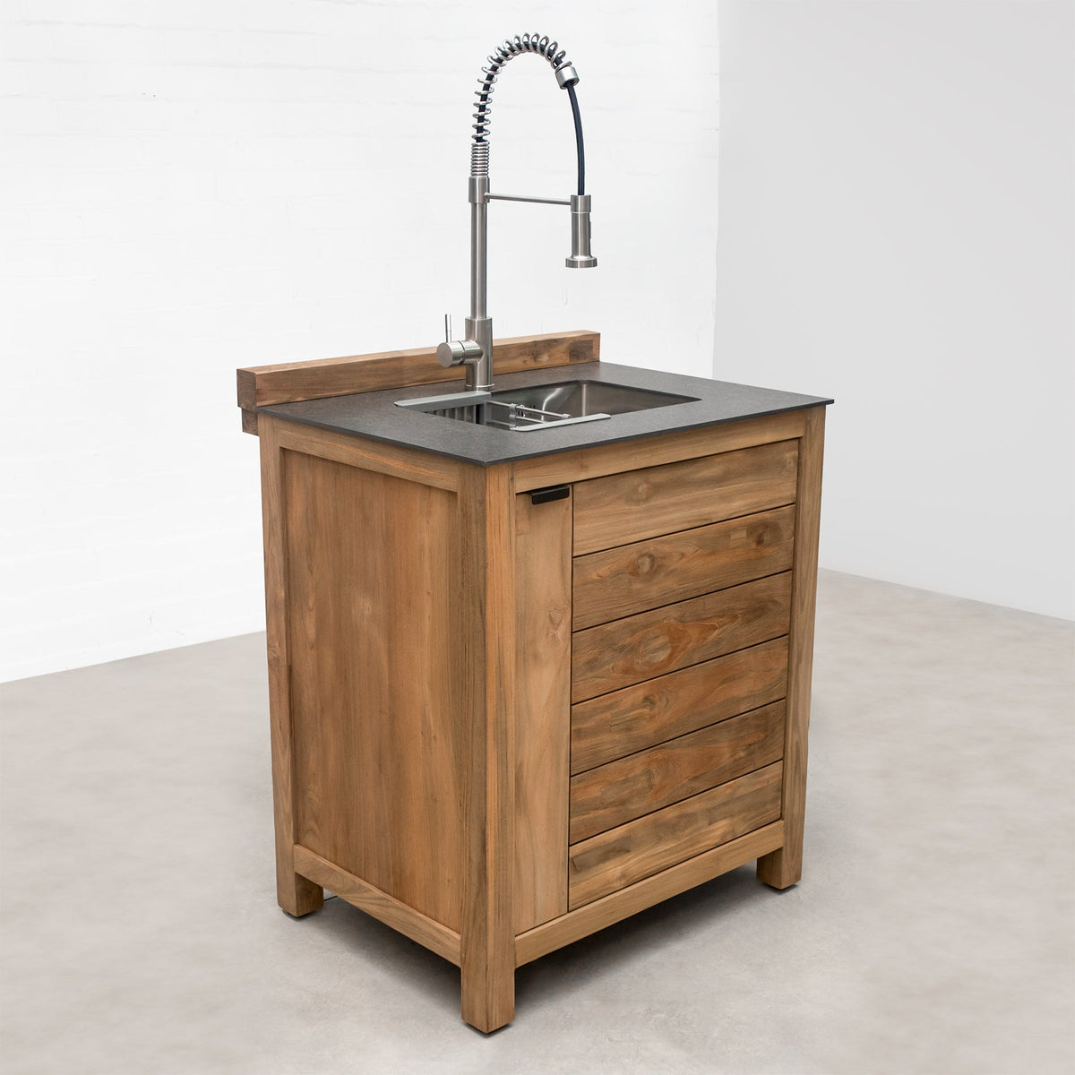 Teak Modular Outdoor Kitchen Sink Cabinet with Ceramic Top