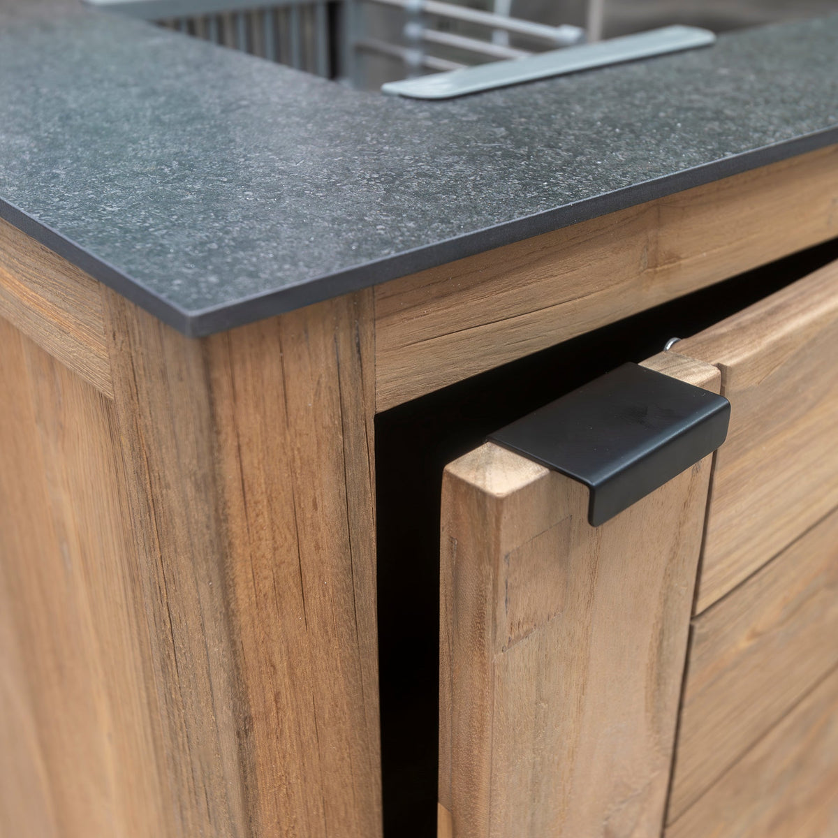 Teak Modular Outdoor Kitchen Sink Cabinet with Ceramic Top