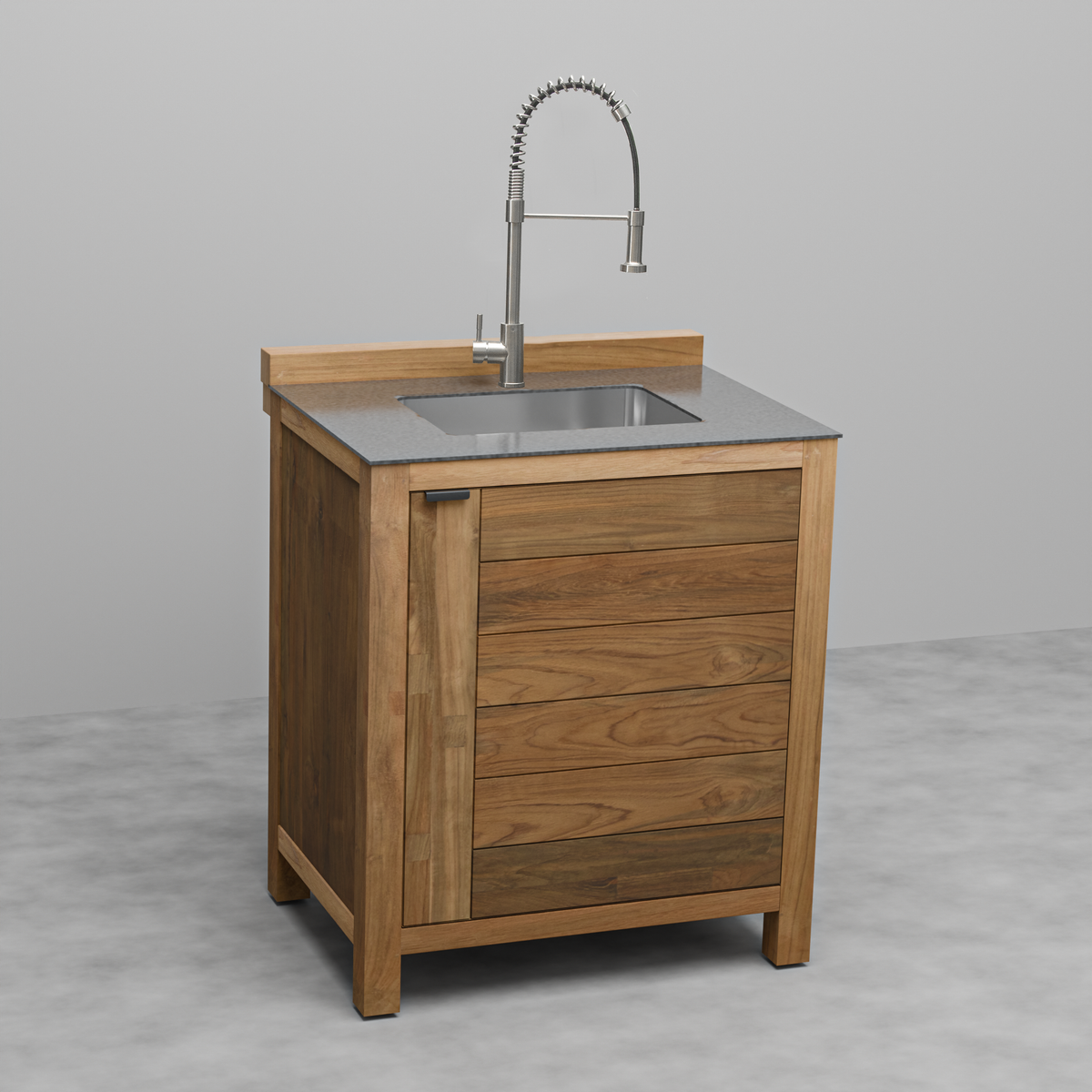 Teak Modular Outdoor Kitchen Sink Cabinet with Ceramic Top