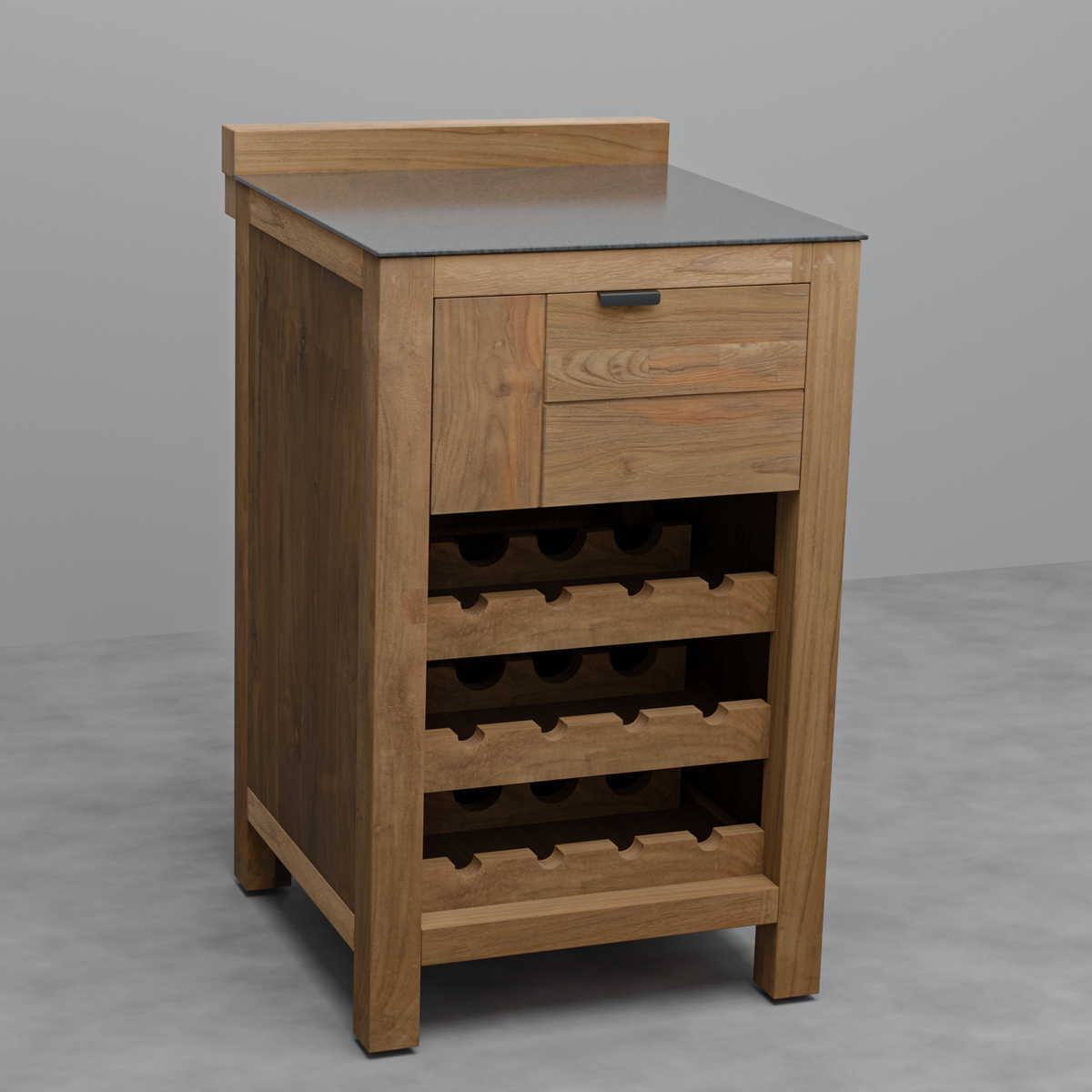 Teak Modular Outdoor Kitchen Wine Cabinet with Ceramic Top