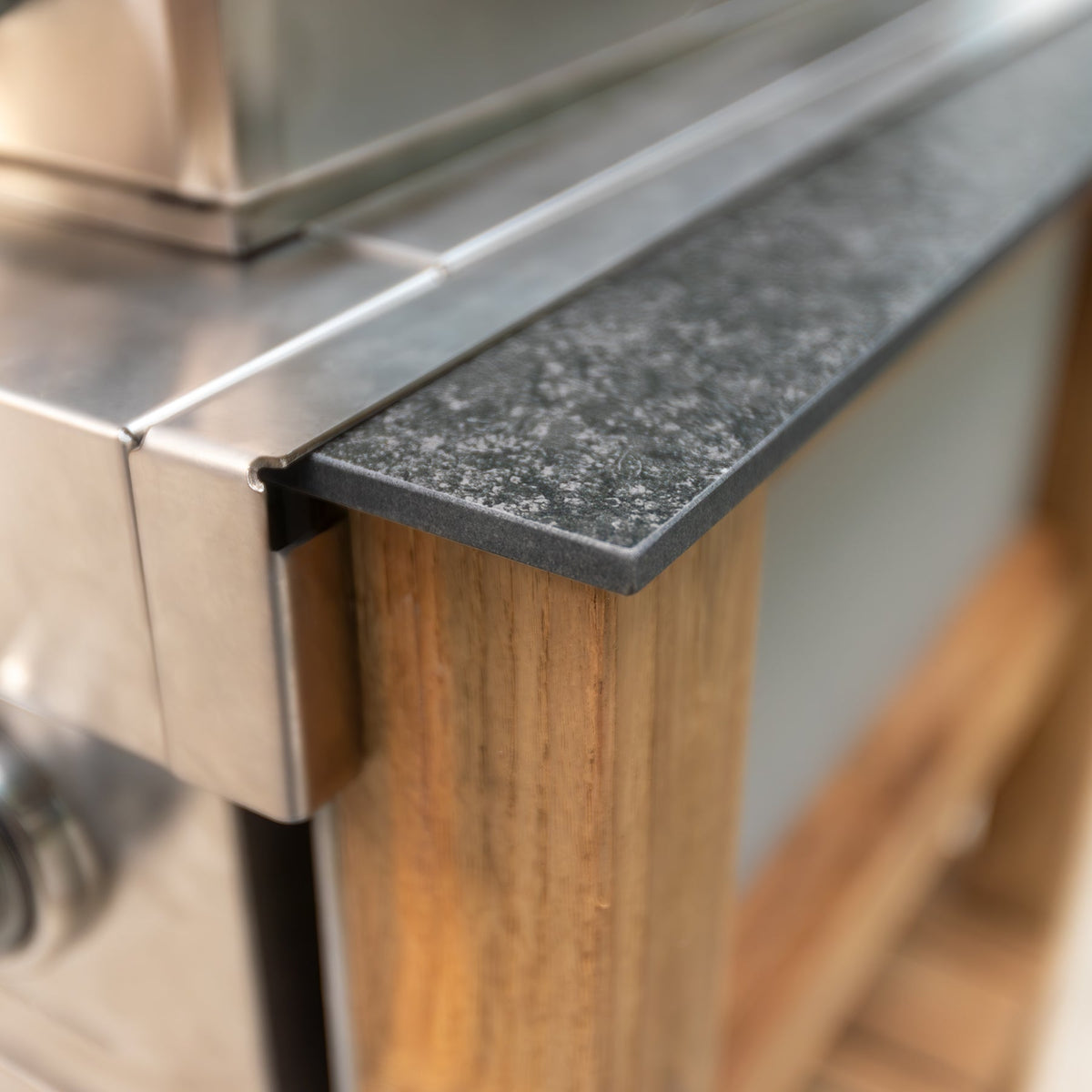 Teak Modular Outdoor Kitchen Barbecue Unit with 4 Burner Barbecue