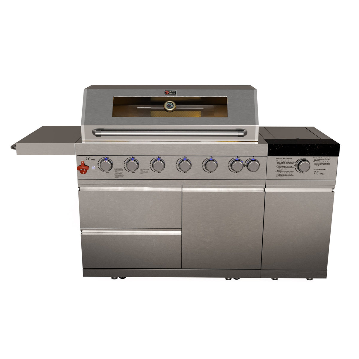 Draco Grills Z640 Deluxe 6 Burner Stainless Steel Gas Barbecue with Sear Station
